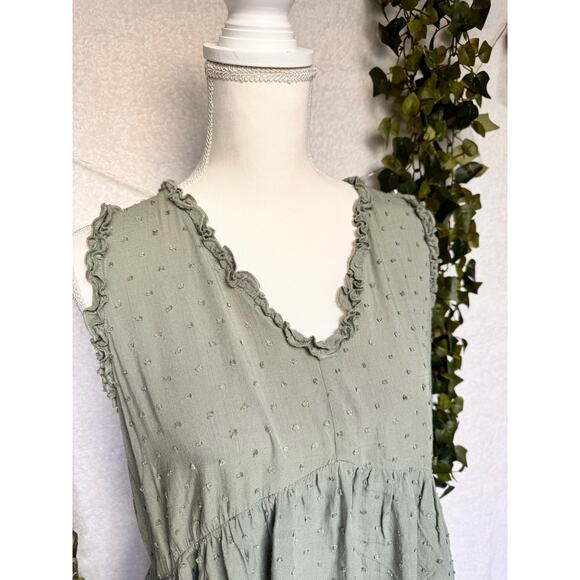Staccato Sage Green Rayon Lined Mini Babydoll Dress with Pockets Women's Large - Picture 4 of 11